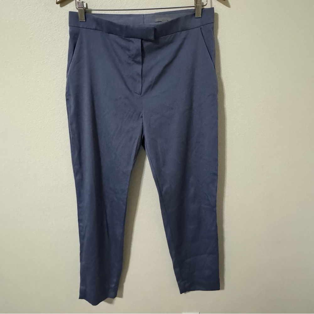 COS Silk Blend Tapered Leg Trouser Pants Blue Micro Stripe Career-8